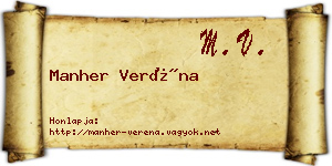 Manher Veréna névjegykártya